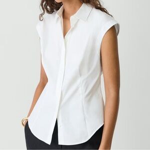 Theory Cinched Cap Sleeve Shirt in Good Cotton